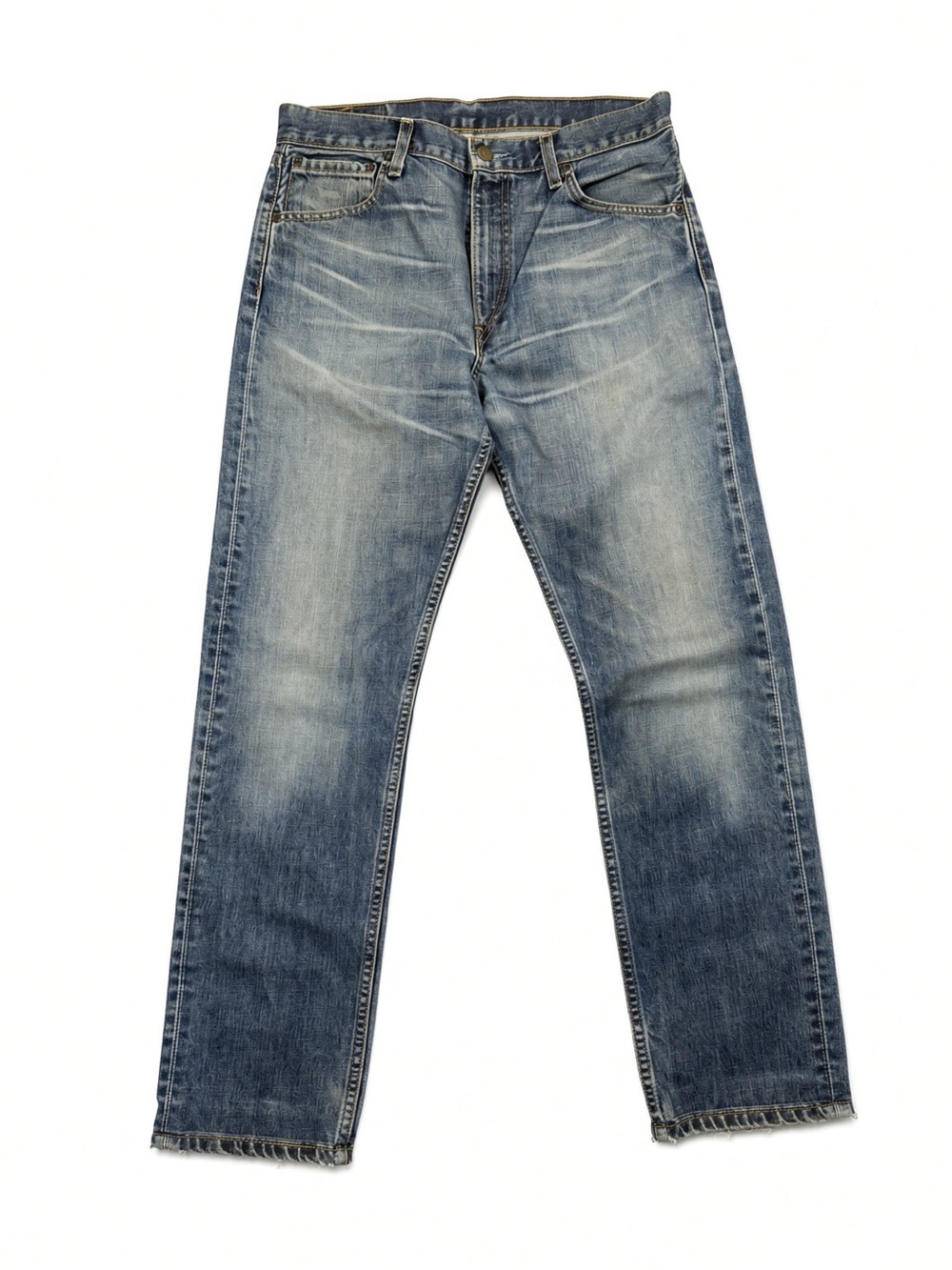 Levi's 501 Vintage Faded Blue Jeans 33x34 Button Fly Distressed Hem